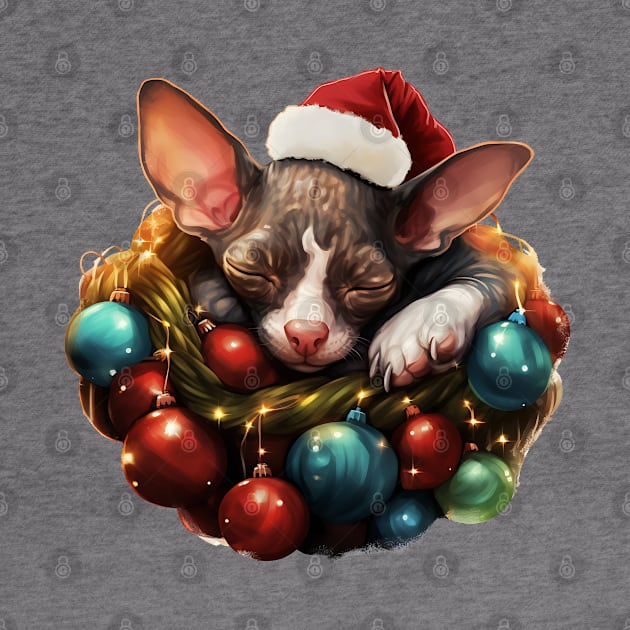 Lazy Cornish Rex Cat At Christmas by Chromatic Fusion Studio